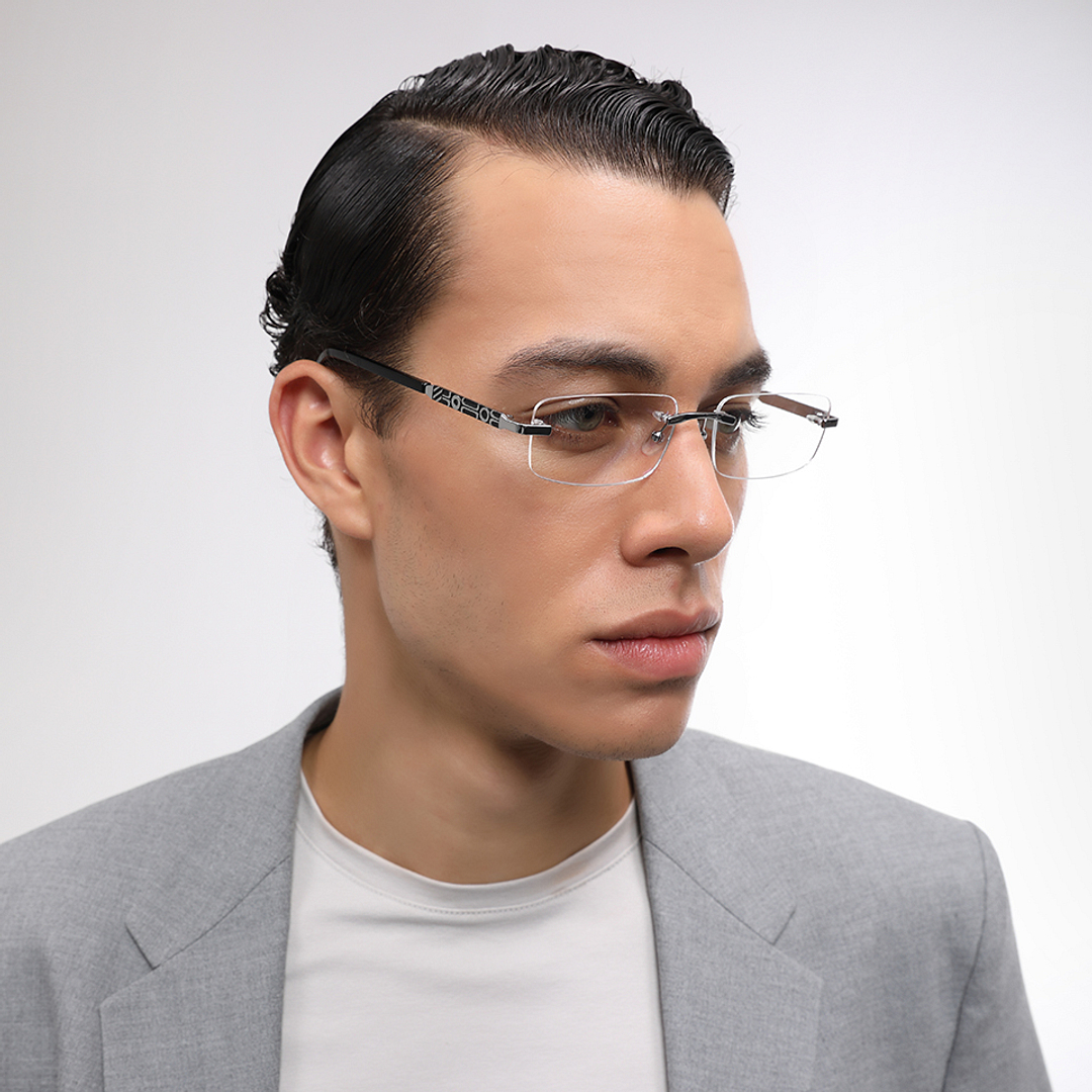 John Jacobs Silver Rimless Rectangle right side