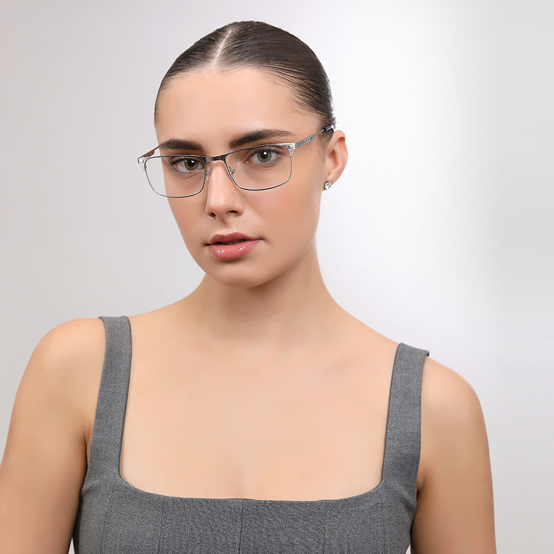 John Jacobs Silver Full Rim Rectangle left side