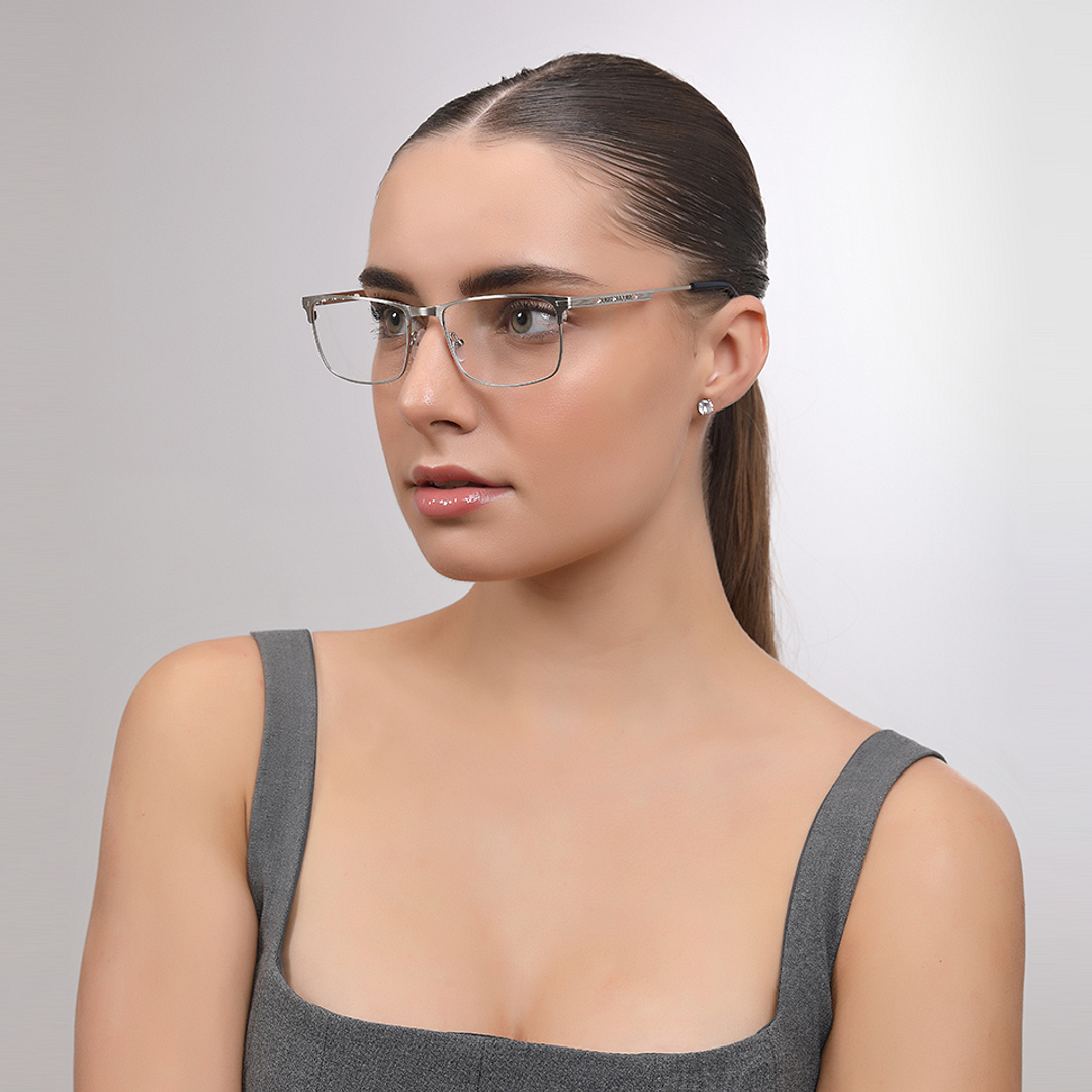 John Jacobs Silver Full Rim Rectangle right side