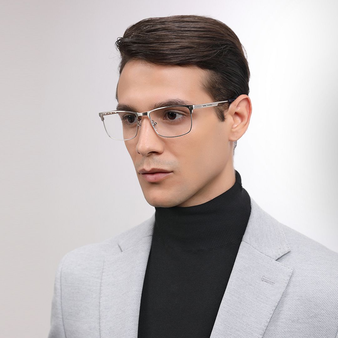 John Jacobs Silver Full Rim Rectangle right side