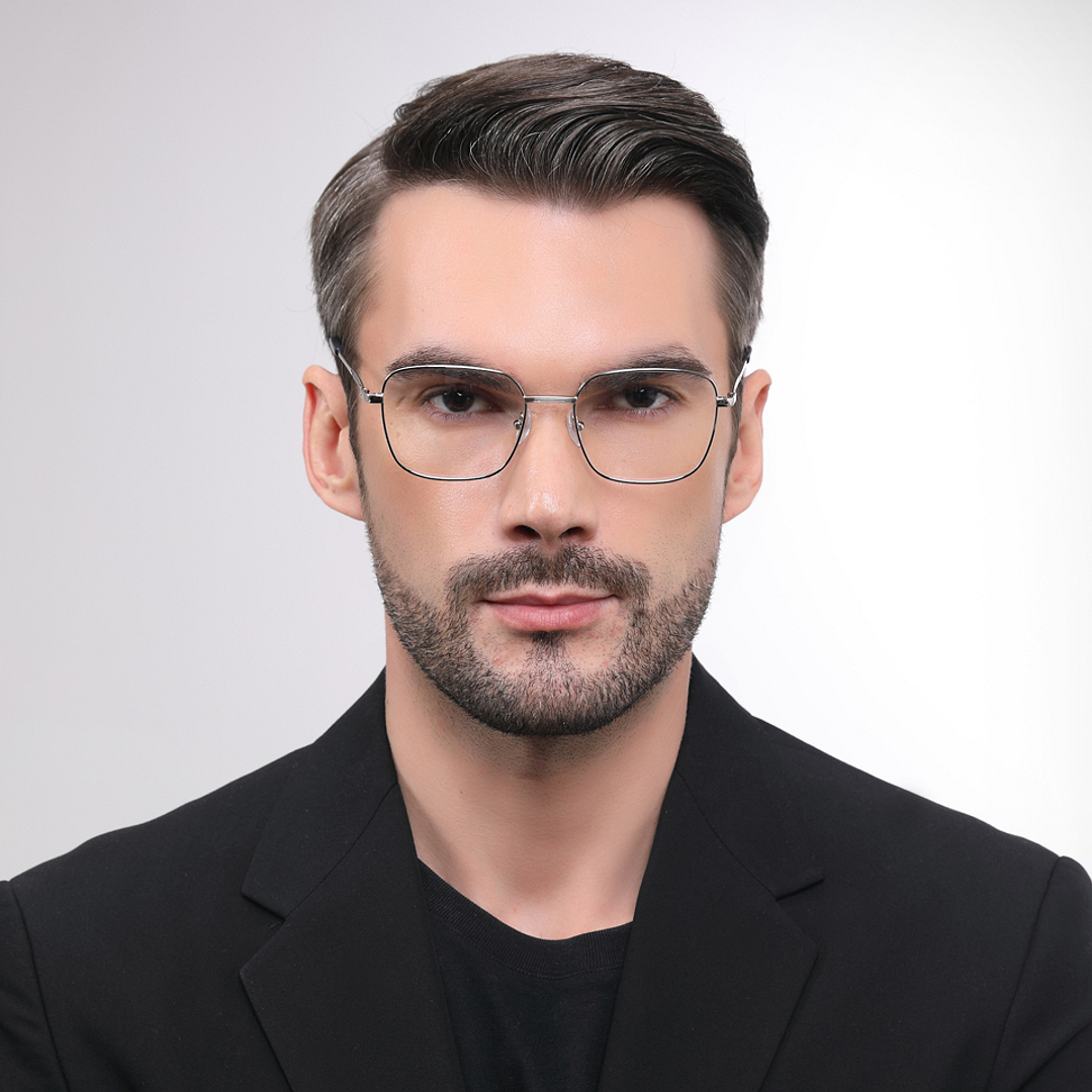 John Jacobs Silver Full Rim Square left side