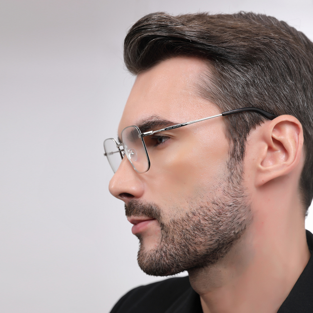 John Jacobs Silver Full Rim Square right side