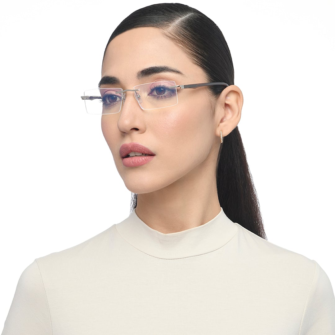 John Jacobs Silver Rimless Rectangle right side
