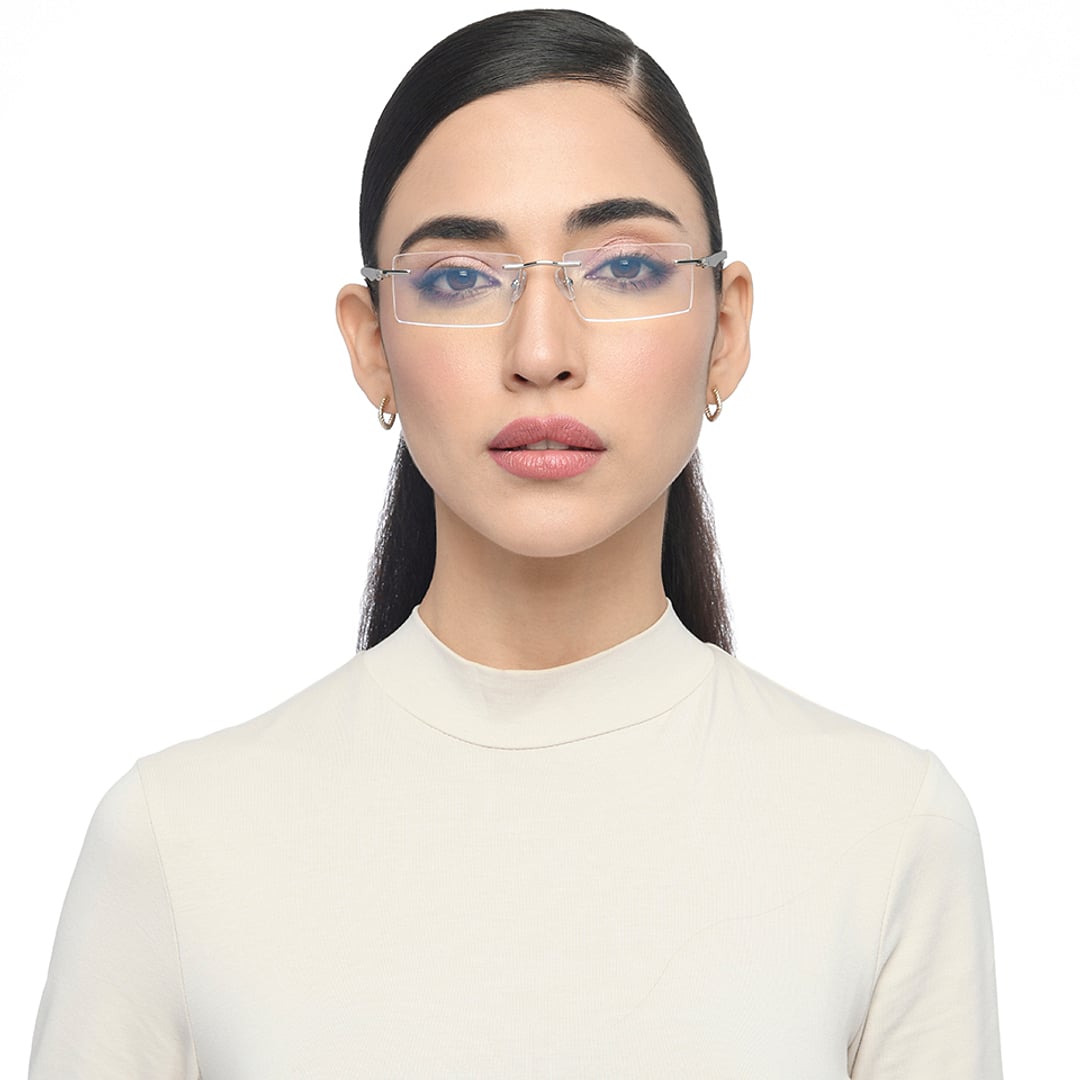 John Jacobs Silver Rimless Rectangle left side