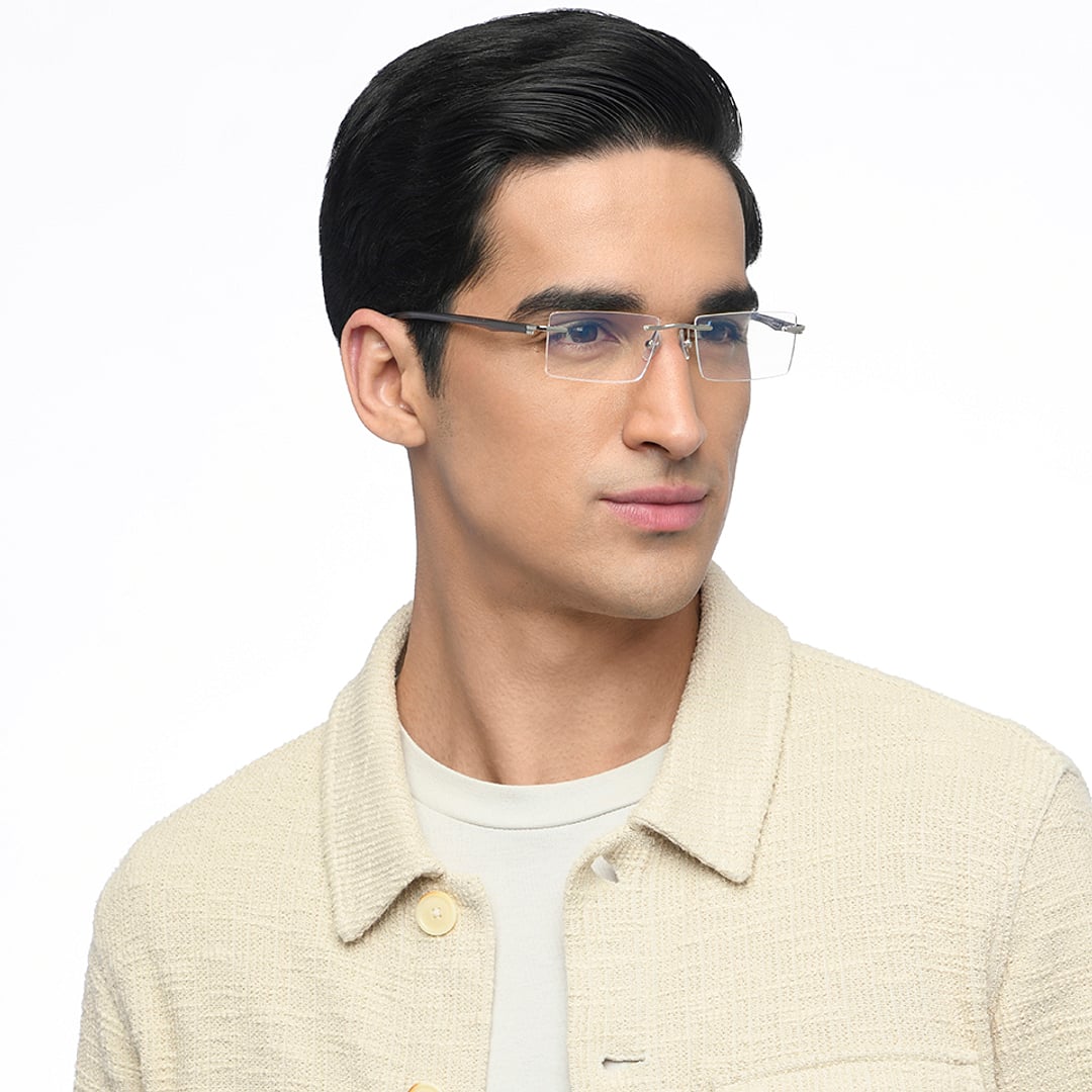 John Jacobs Silver Rimless Rectangle right side