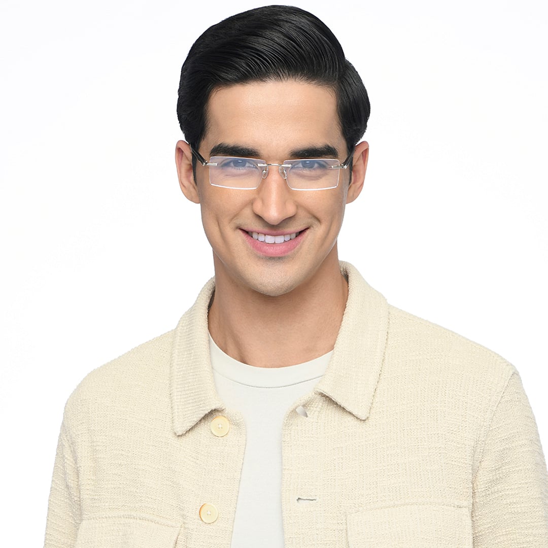 John Jacobs Silver Rimless Rectangle left side