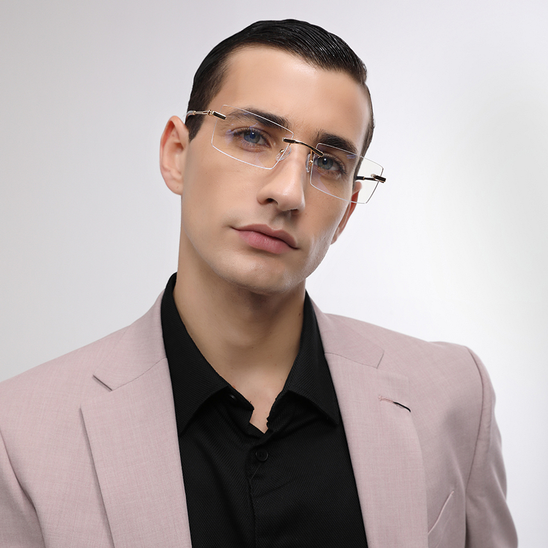 John Jacobs Silver Rimless Rectangle right side