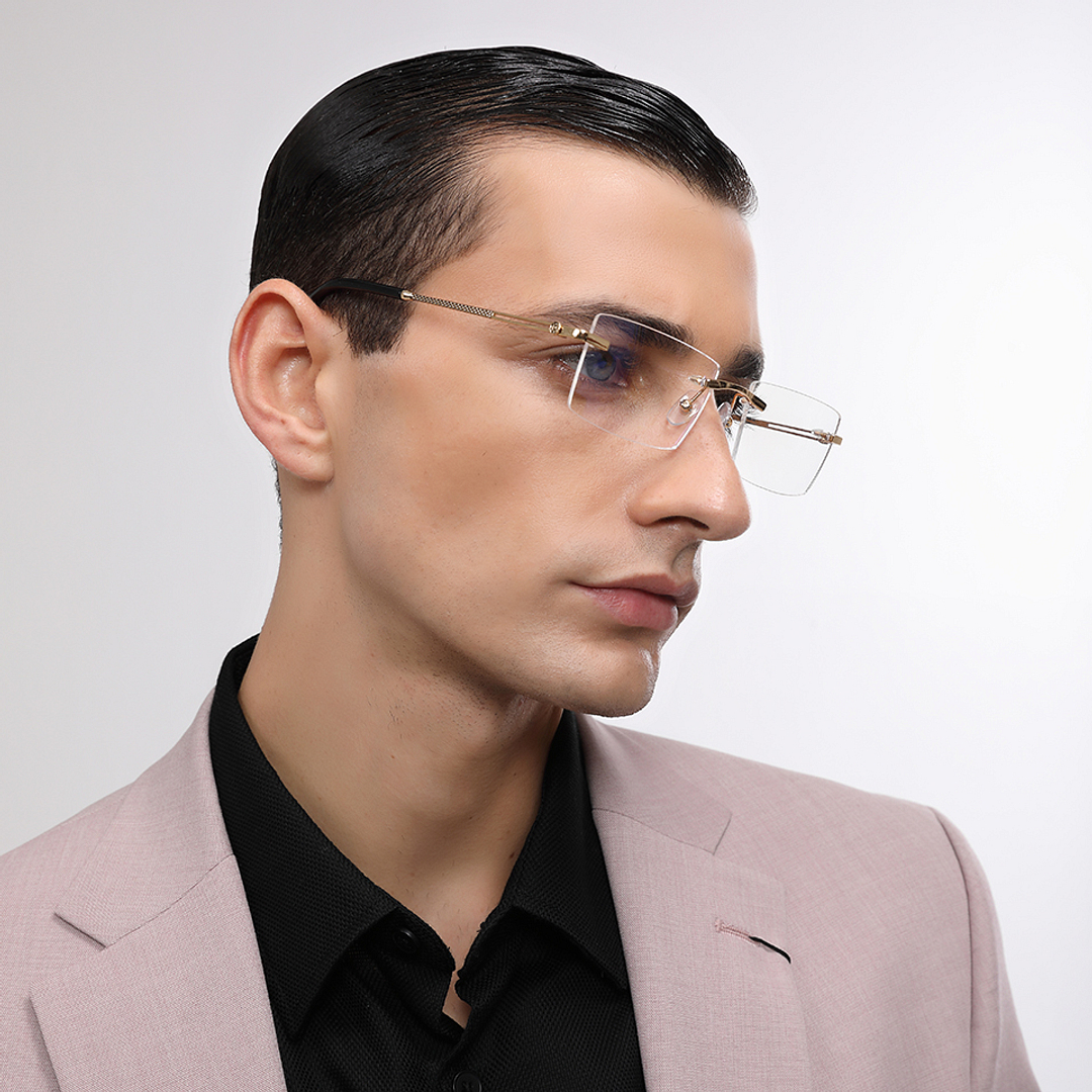 John Jacobs Silver Rimless Rectangle left side