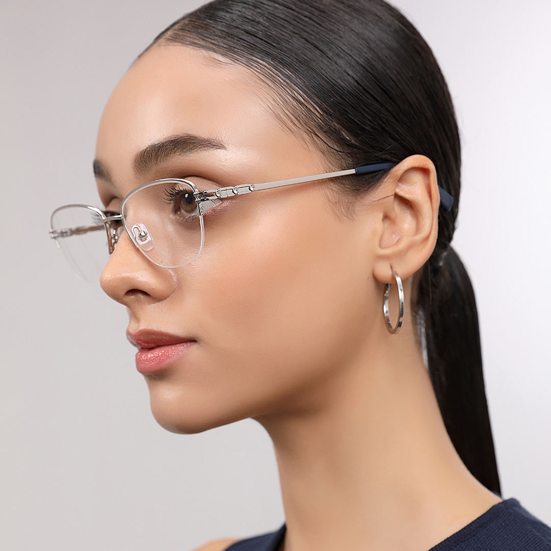 John Jacobs Silver Half Rim Cat Eye right side