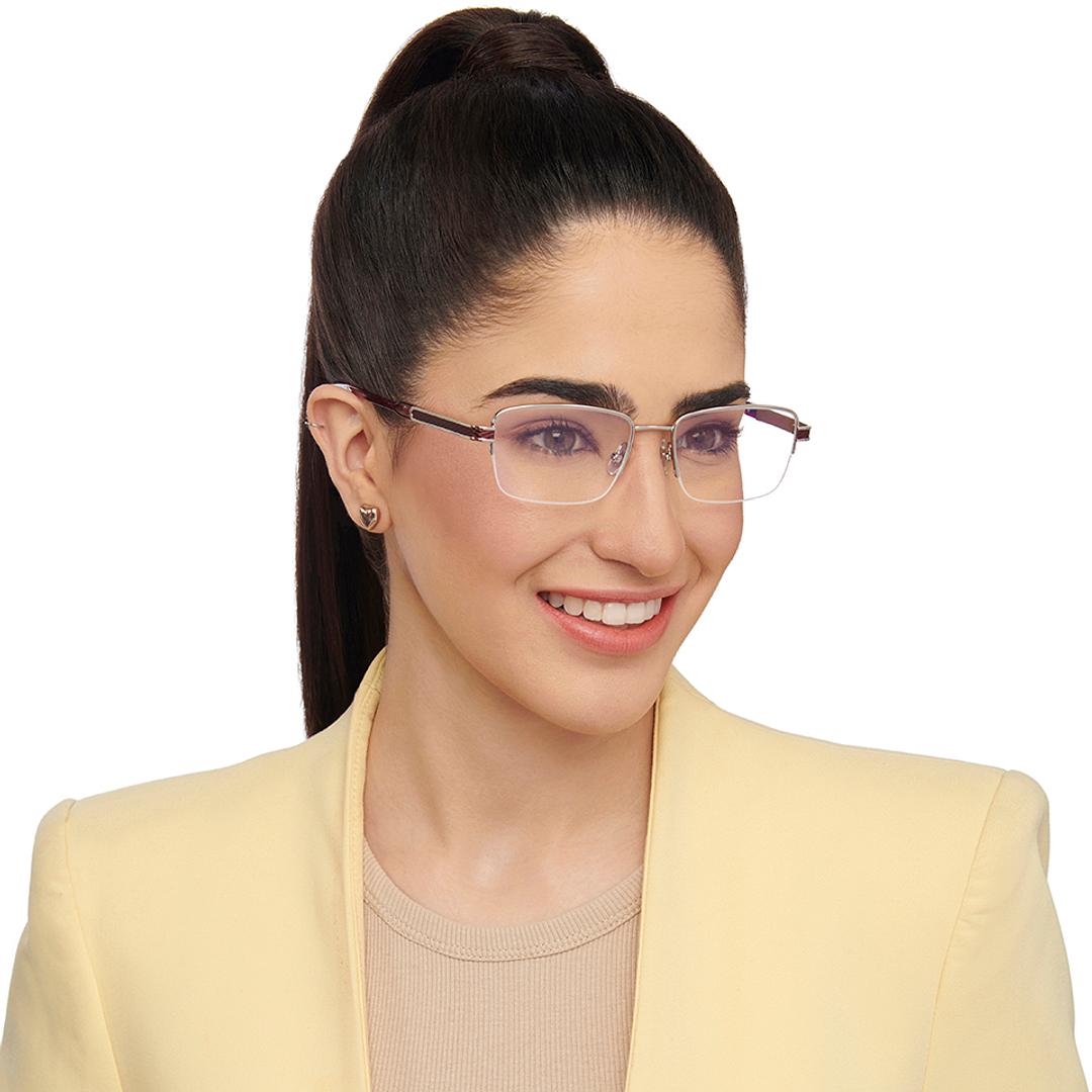 John Jacobs Online Silver Half Rim Rectangle left side