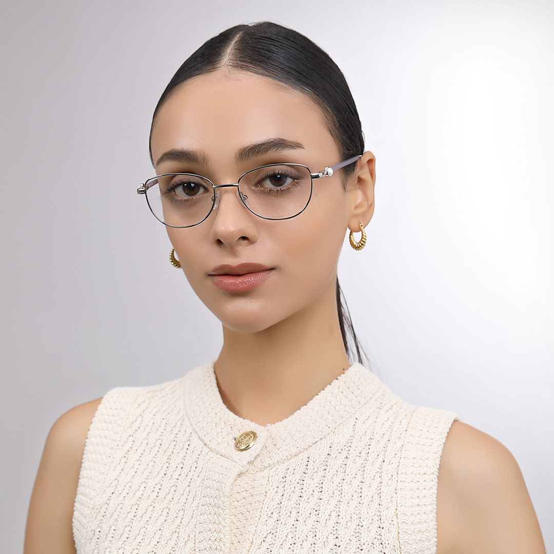 John Jacobs Silver Full Rim Cat Eye left side