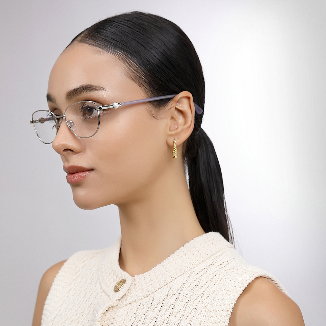 John Jacobs Silver Full Rim Cat Eye left side