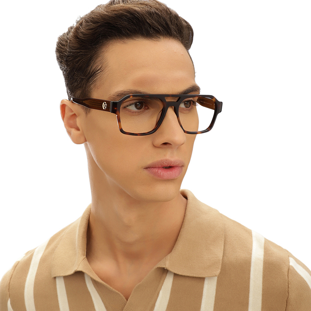John Jacobs Tortoise Full Rim Geometric left side