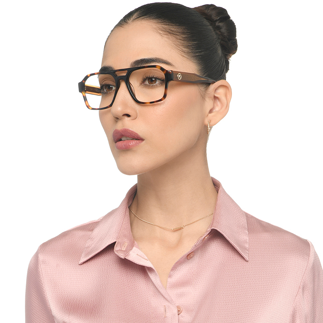 John Jacobs Tortoise Full Rim Geometric right side