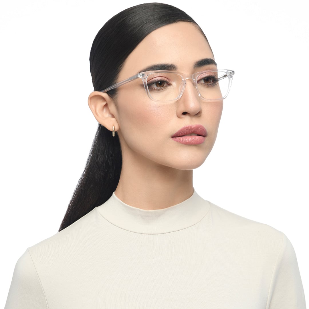 John Jacobs Crystal Transparent Full Rim Rectangle right side