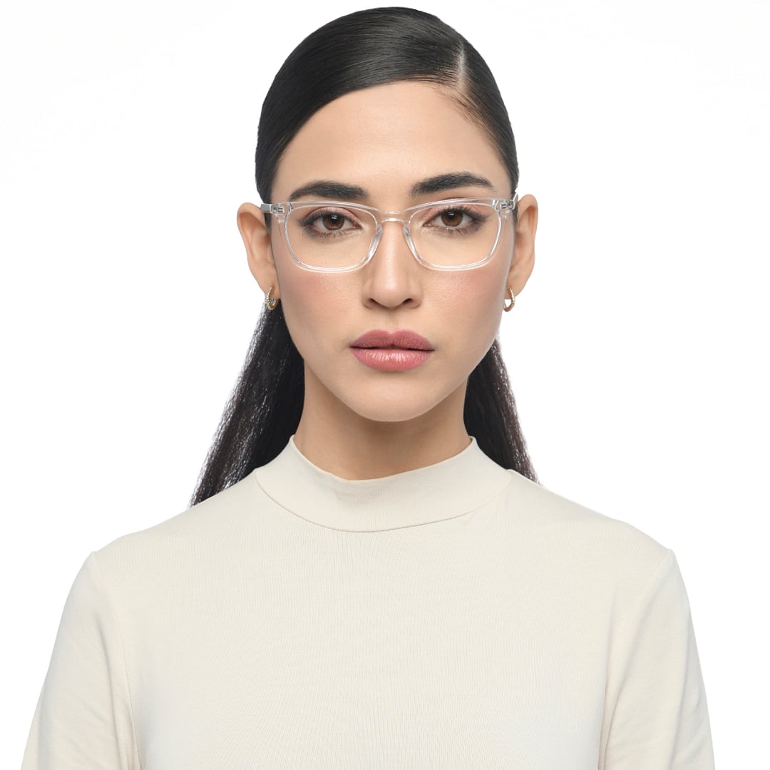 John Jacobs Crystal Transparent Full Rim Rectangle left side