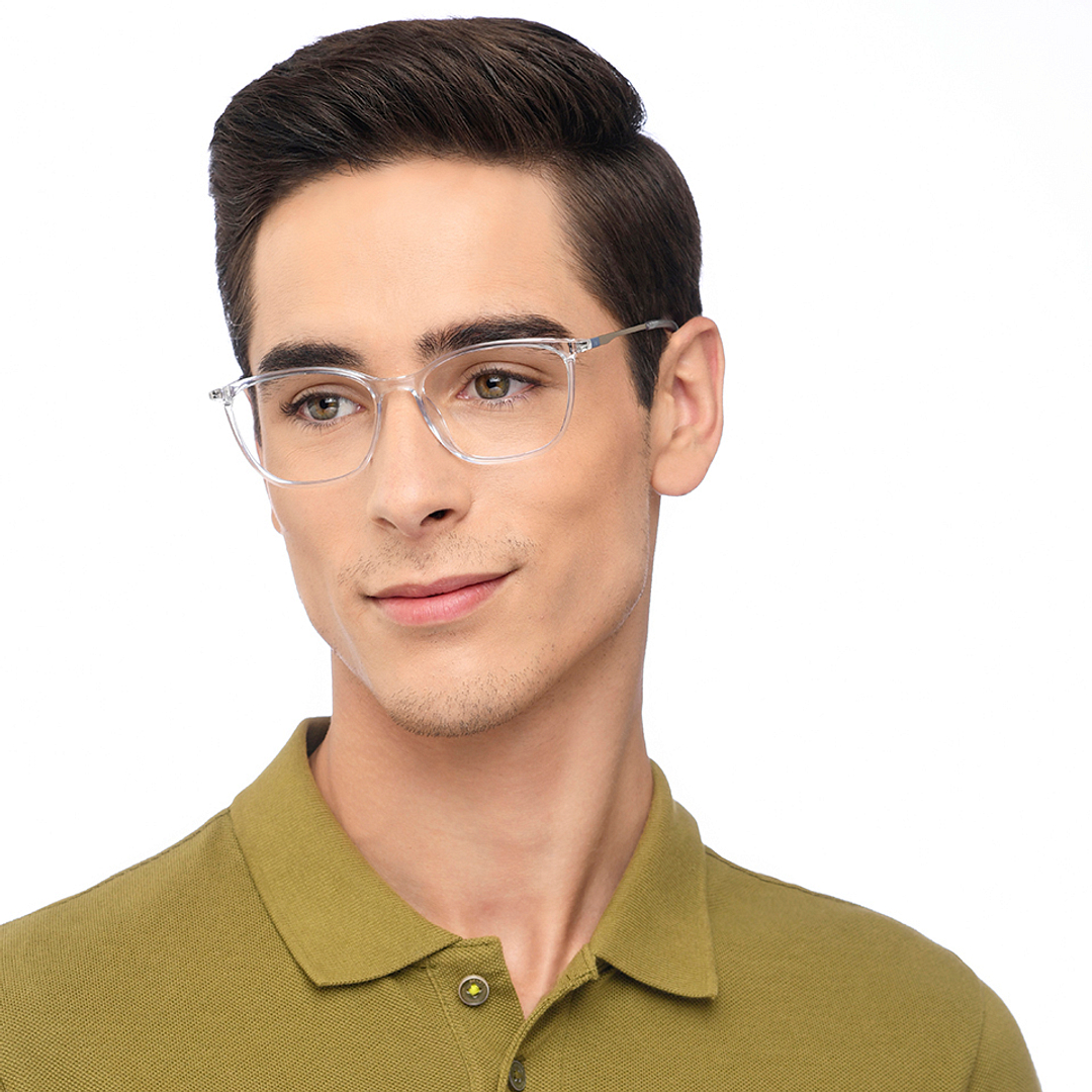 Transparent Silver Blue Full Rim Square John Jacobs TR Flex JJ