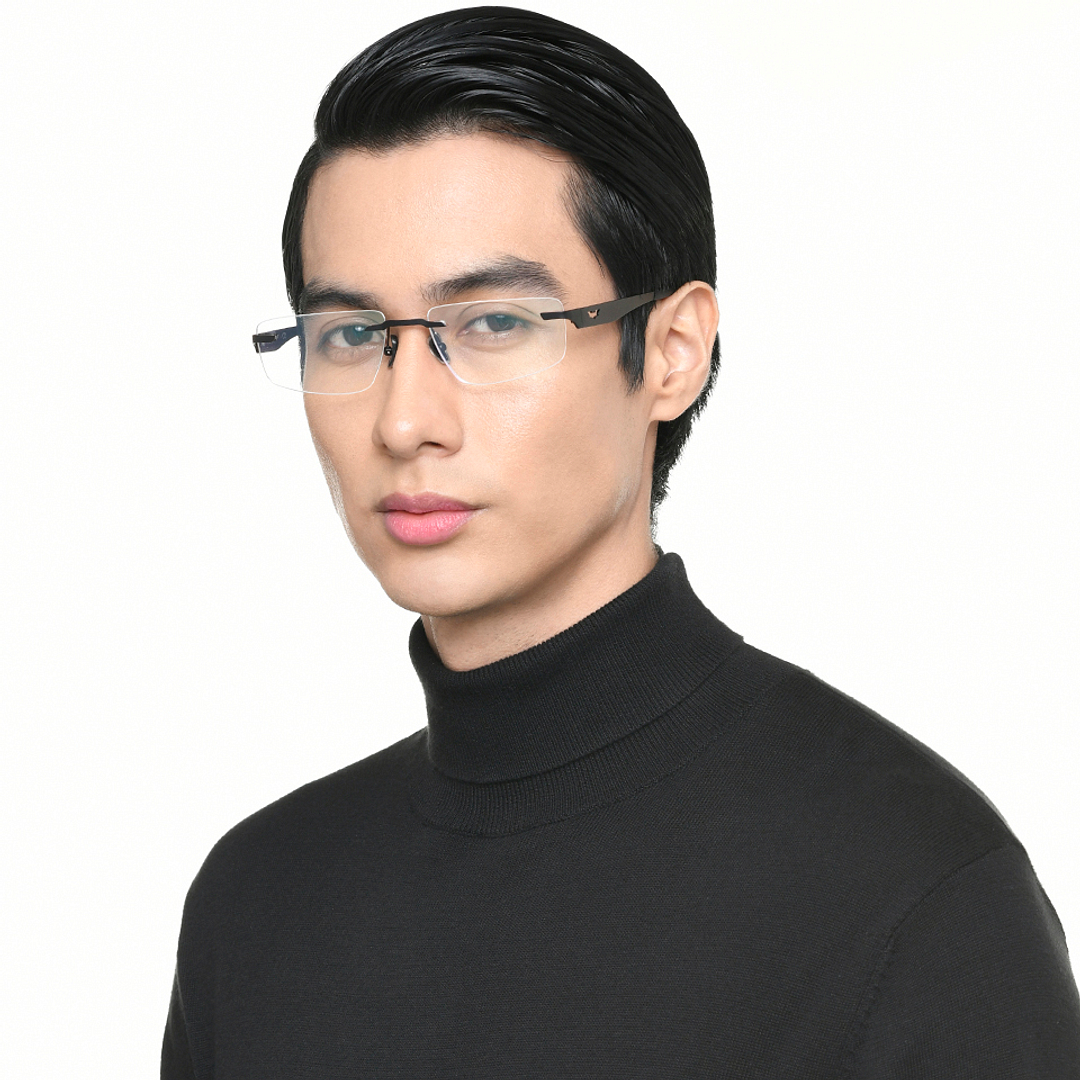 Lenskart Black Rimless Rectangle left side