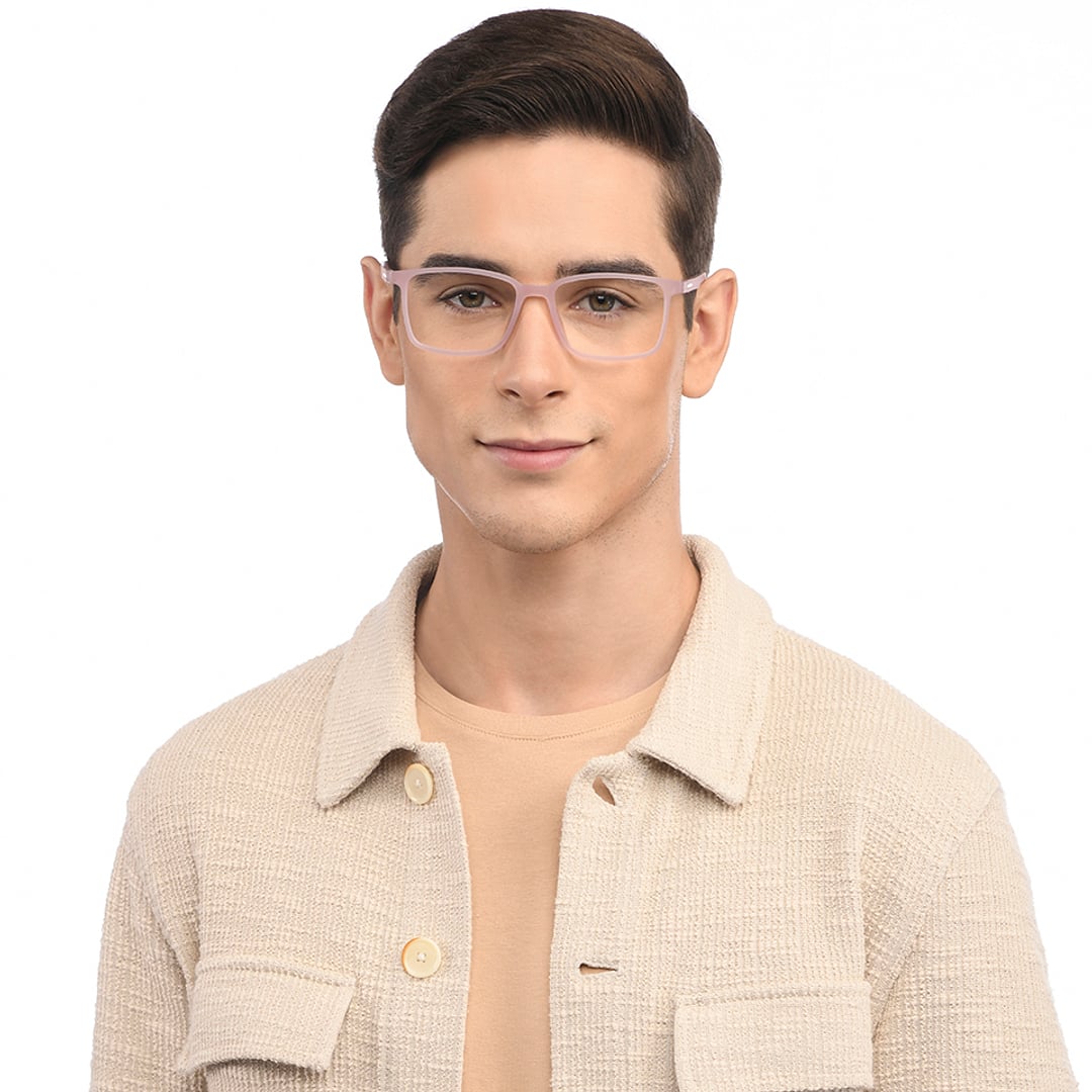 Lenskart BLU Screen Glasses Blue Block Zero Power Screen Glasses : Light Pink Full Rim Rectangle Lenskart Blu-C7 LB E13737 right side