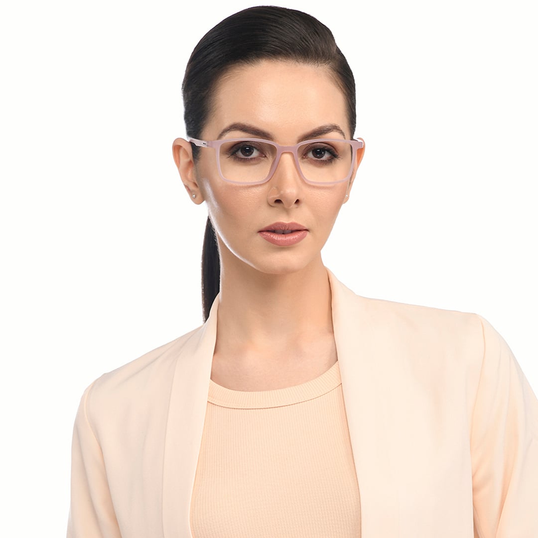 Lenskart BLU Screen Glasses Blue Block Zero Power Screen Glasses : Light Pink Full Rim Rectangle Lenskart Blu-C7 LB E13737 right side