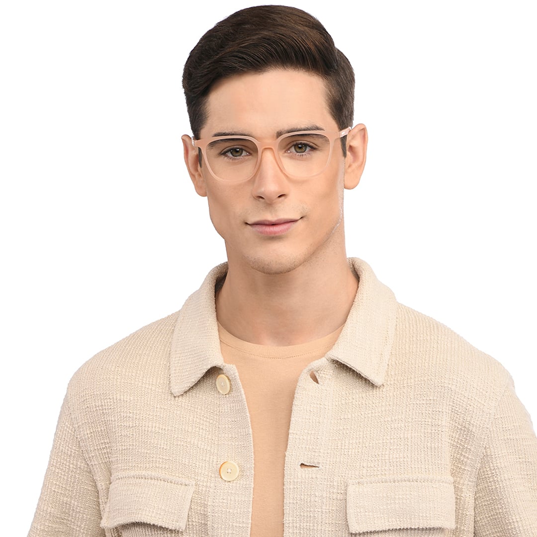 Lenskart BLU Screen Glasses Blue Block Zero Power Screen Glasses : Orange Full Rim Square Lenskart Blu-C7 LB E13740 right side