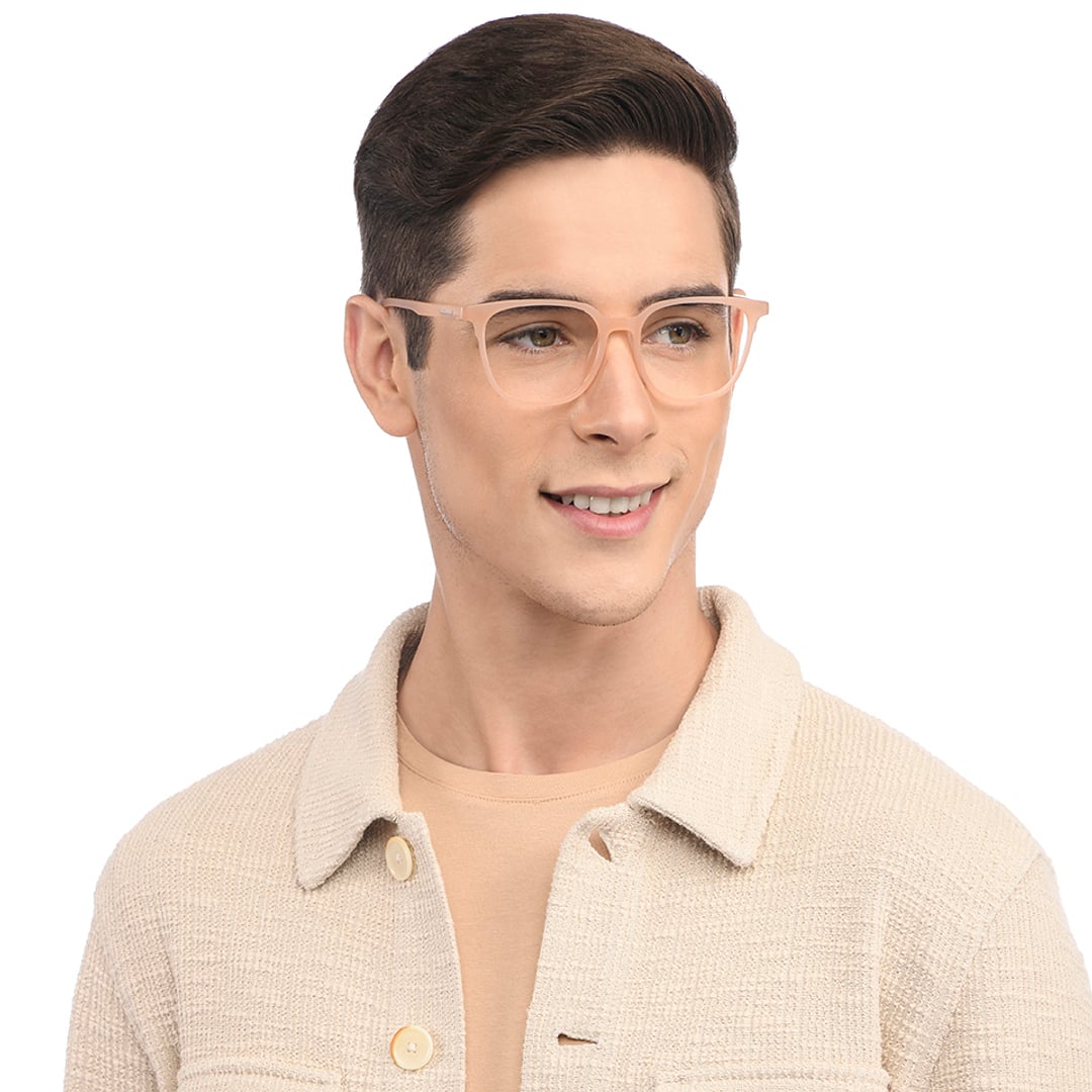 Lenskart BLU Screen Glasses Blue Block Zero Power Screen Glasses : Orange Full Rim Square Lenskart Blu-C7 LB E13740 left side