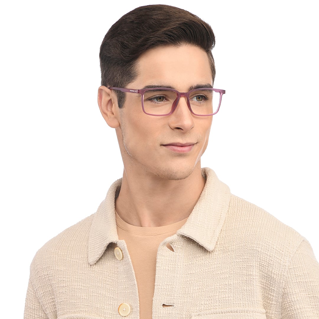 Lenskart BLU Screen Glasses Blue Block Zero Power Screen Glasses : Purple Full Rim Rectangle Lenskart Blu-C6 LB E13737 left side