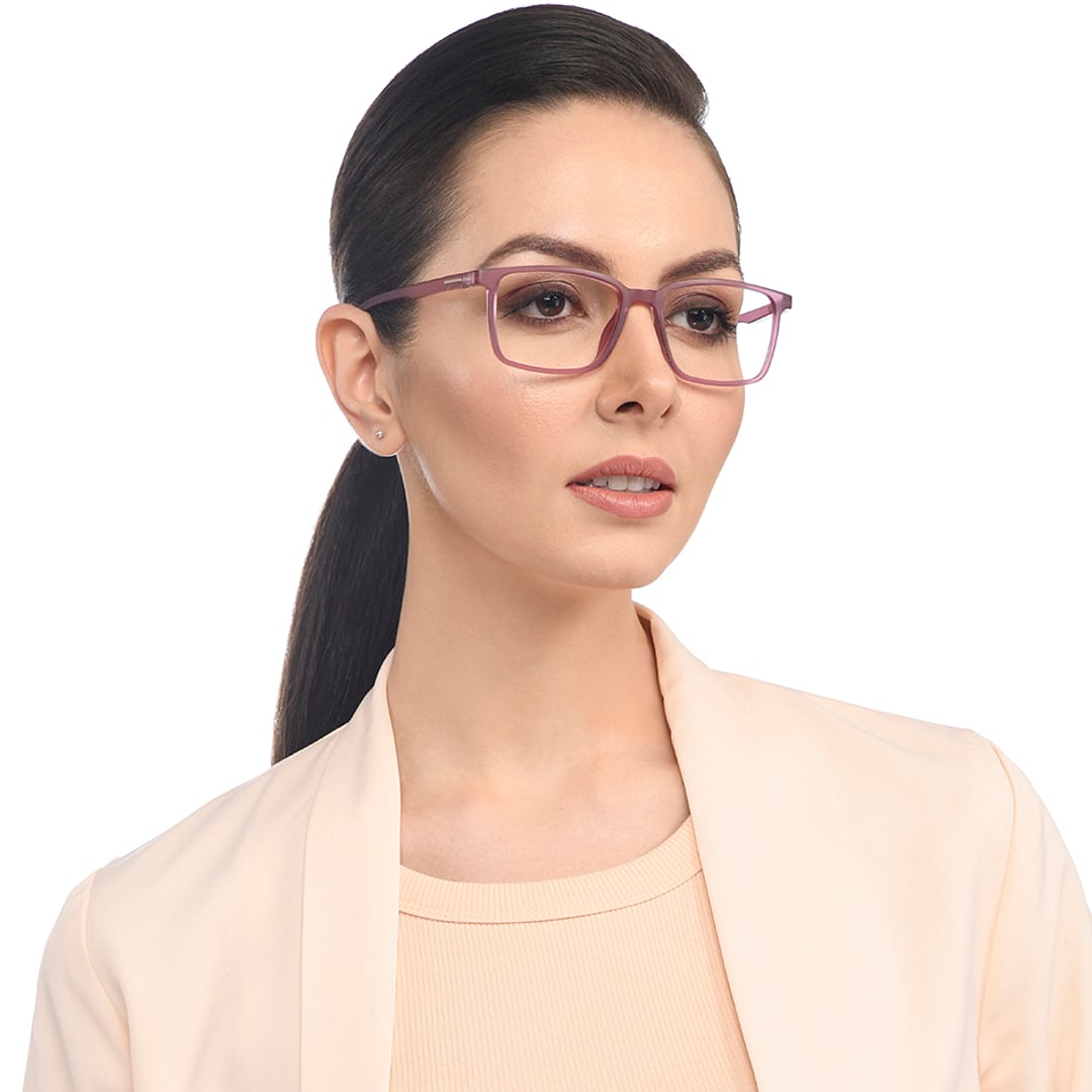 Lenskart BLU Screen Glasses Blue Block Zero Power Screen Glasses : Purple Full Rim Rectangle Lenskart Blu-C6 LB E13737 right side