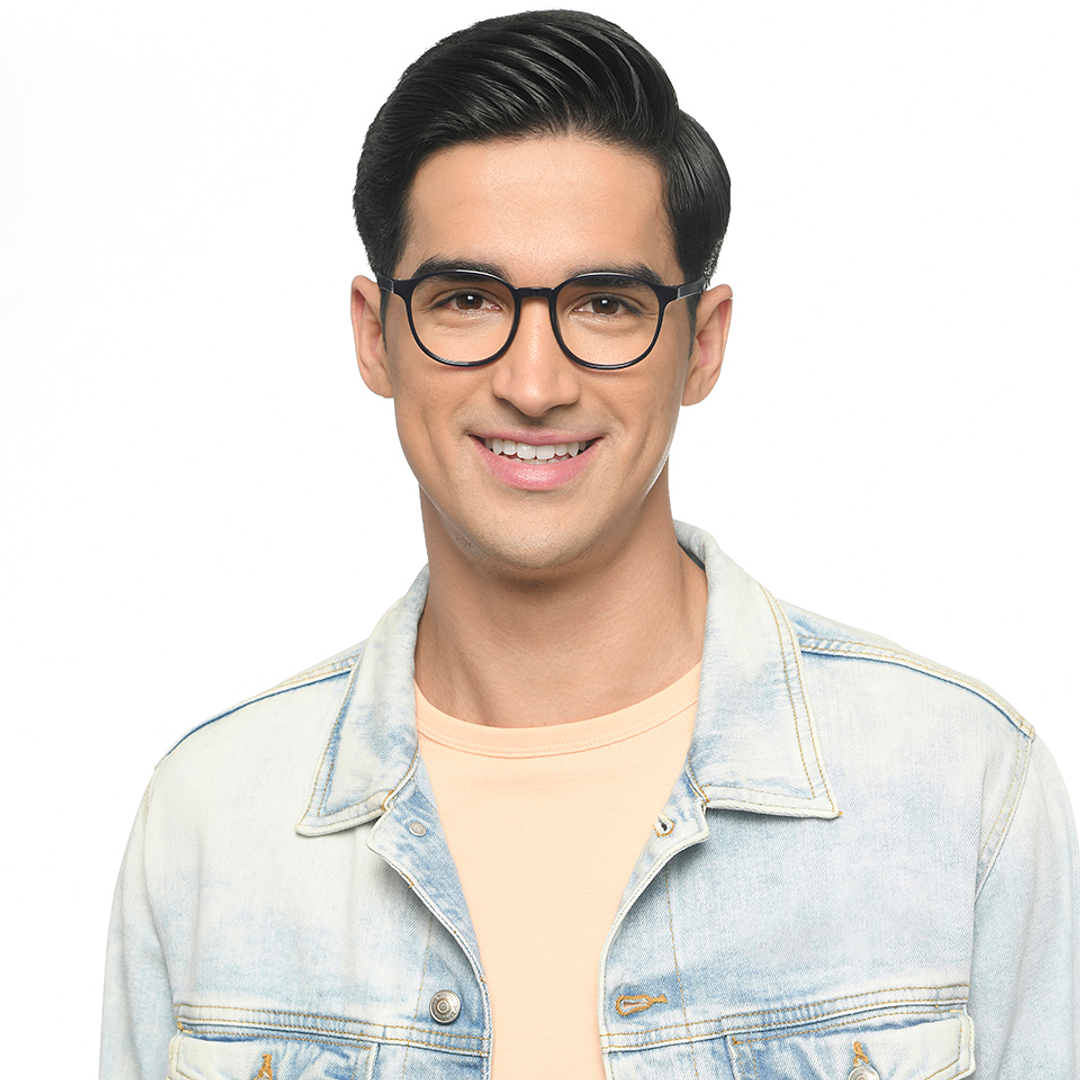 Lenskart Air Online Blue Transparent Full Rim Round left side