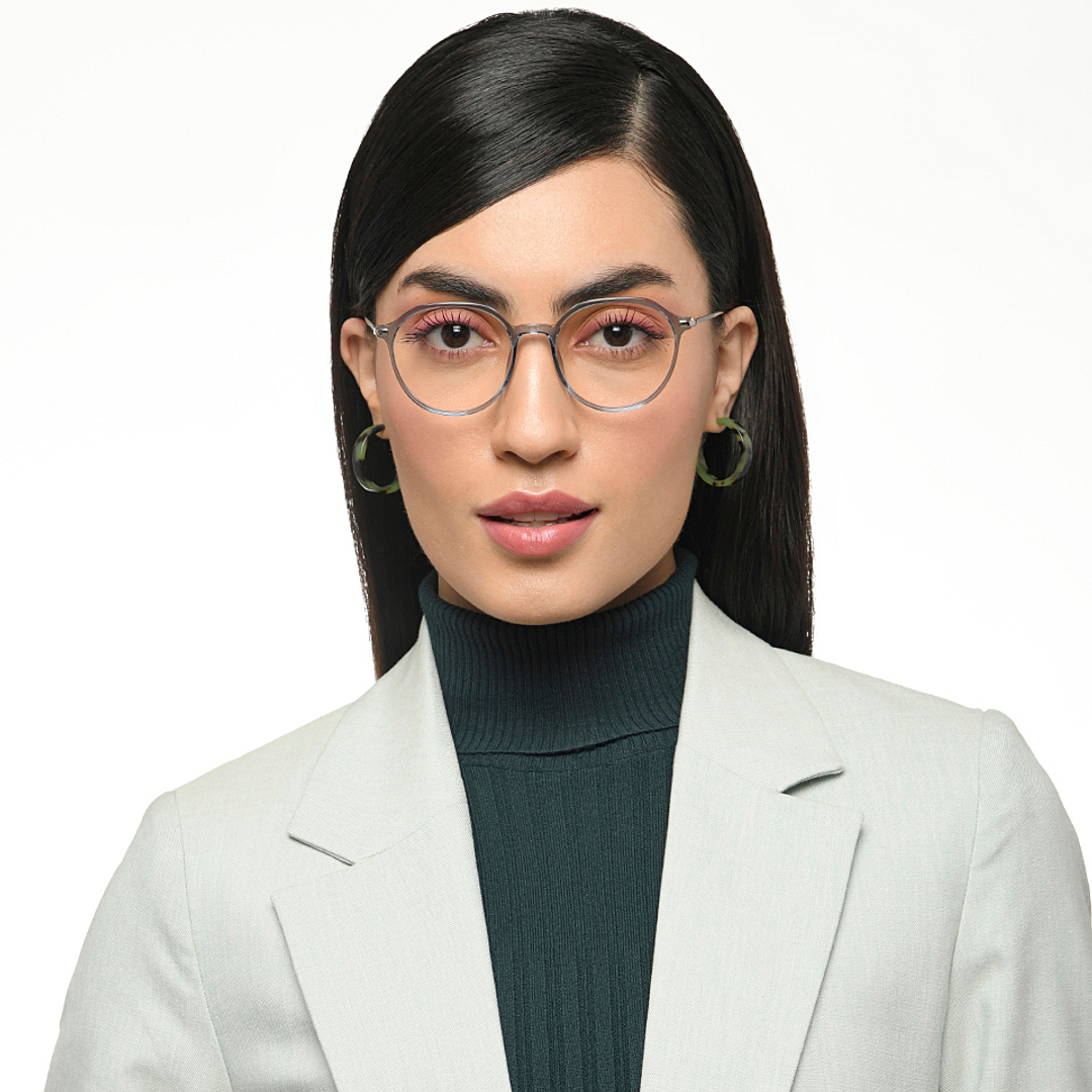 Lenskart Air Blue Transparent Full Rim Round left side