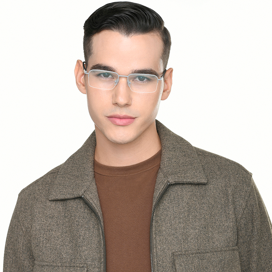 Lenskart Air Light Gray Half Rim Rectangle right side