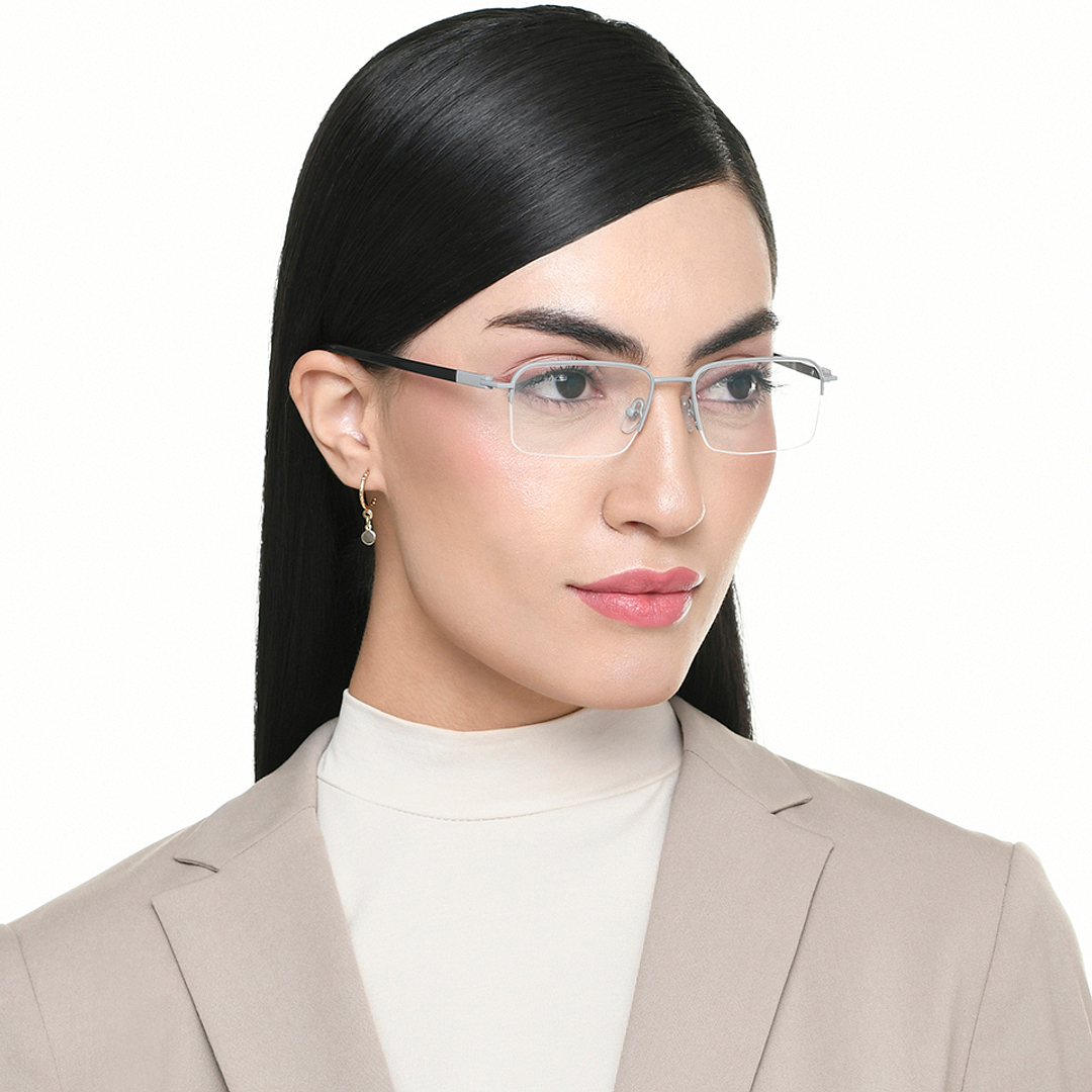 Lenskart Air Light Gray Half Rim Rectangle left side