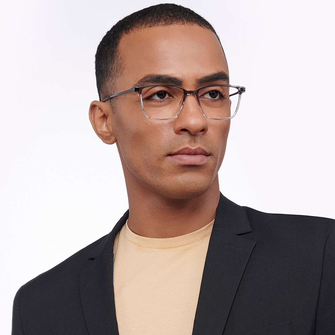 Lenskart Air Gray Transparent Full Rim Rectangle left side