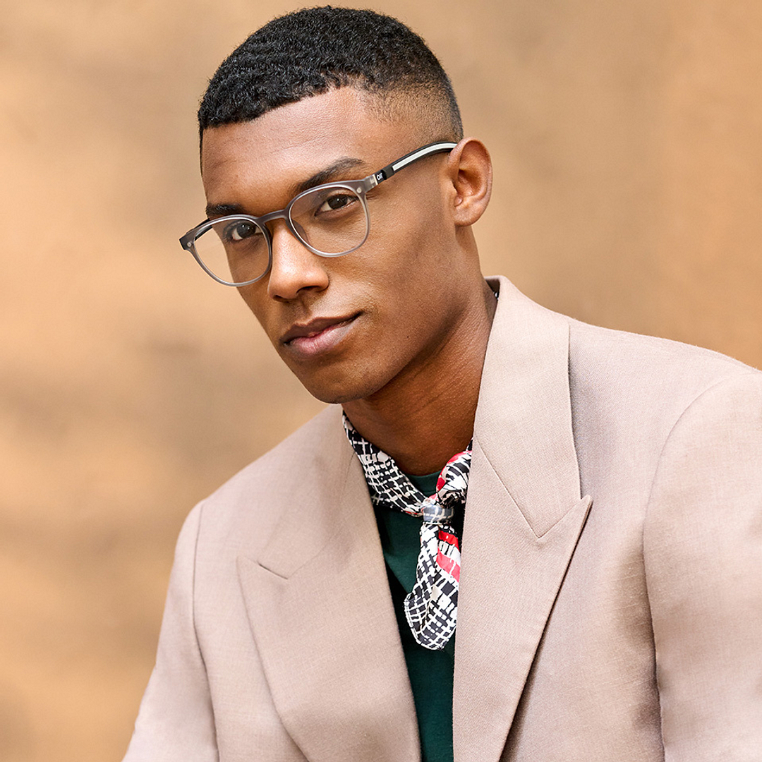 Lenskart Air Gray Transparent Full Rim Round left side