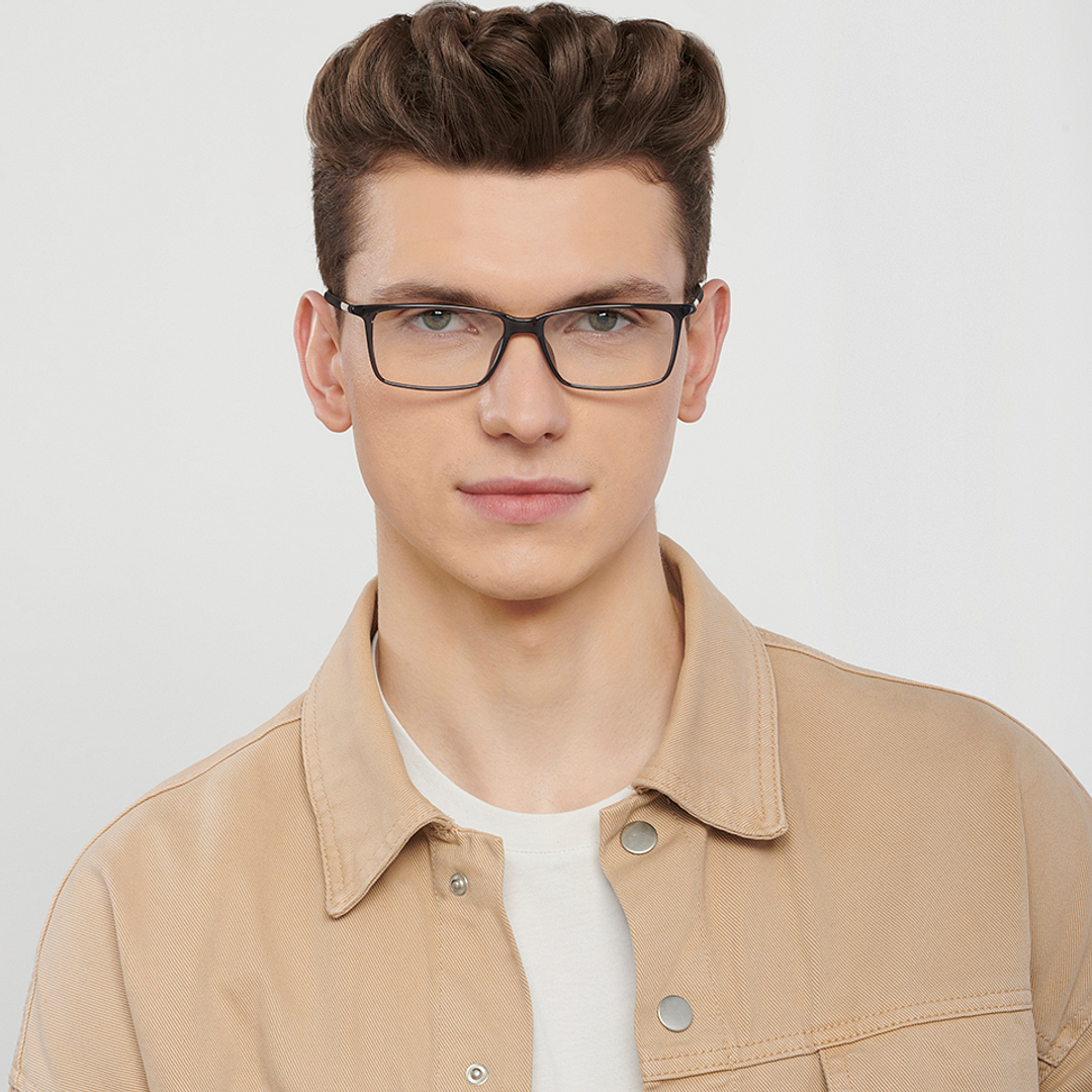 Lenskart Air Gray Transparent Full Rim Rectangle left side