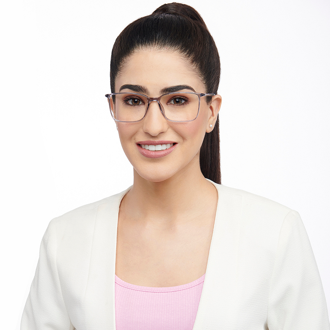 Lenskart Air Gray Transparent Full Rim Rectangle left side