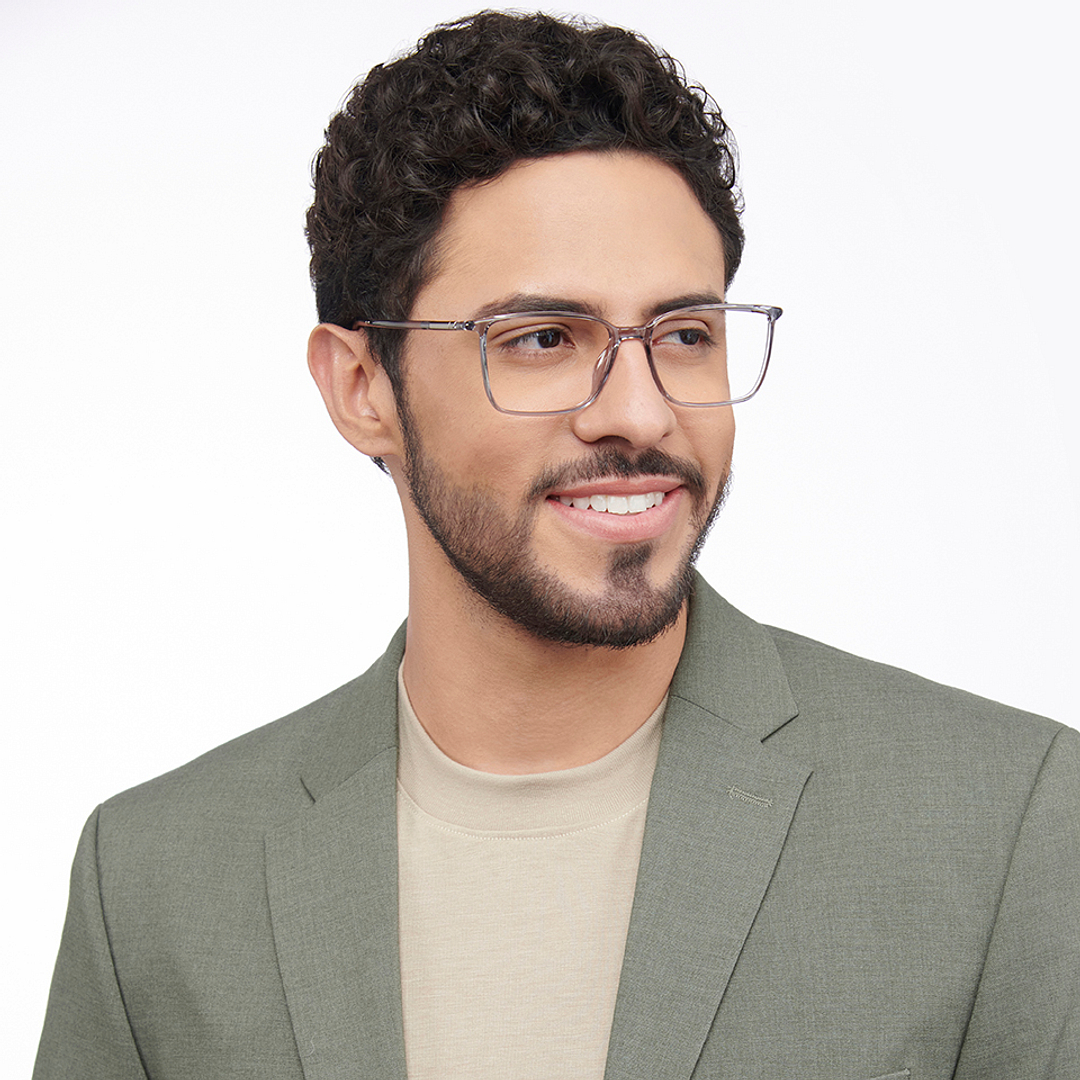 Lenskart Air Gray Transparent Full Rim Rectangle right side