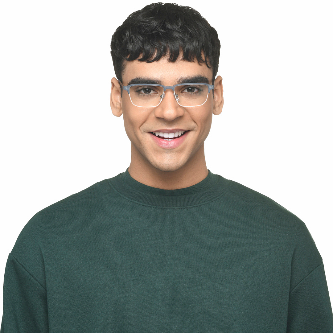 Lenskart Air Online Mid Gunmetal Half Rim Rectangle right side