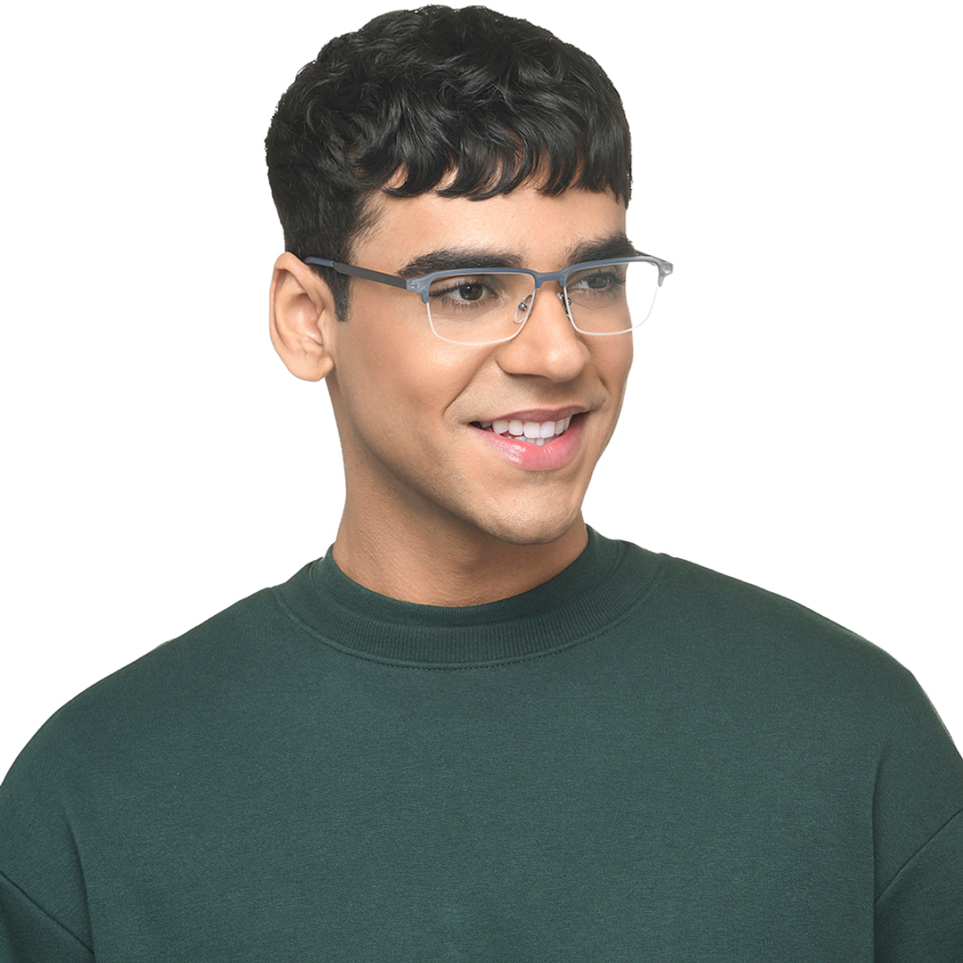 Lenskart Air Online Mid Gunmetal Half Rim Rectangle left side