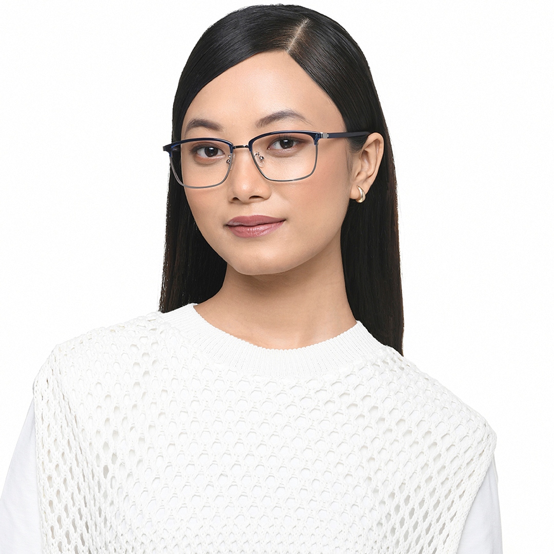 Lenskart Air LA Blue Transparent Full Rim Square left side