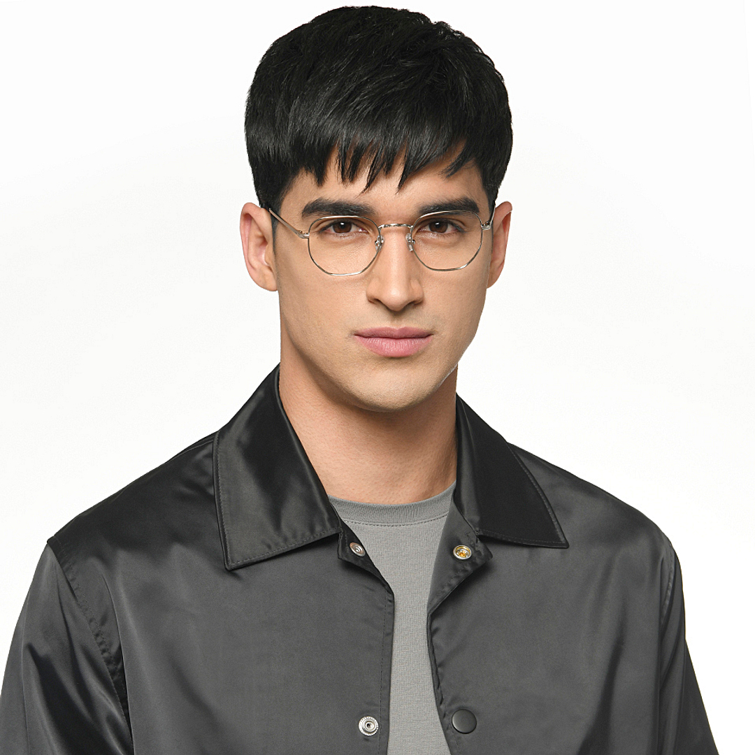 Le Petit Lunetier Silver Full Rim Geometric left side