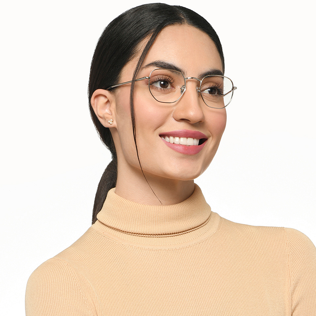 Le Petit Lunetier Silver Full Rim Geometric left side