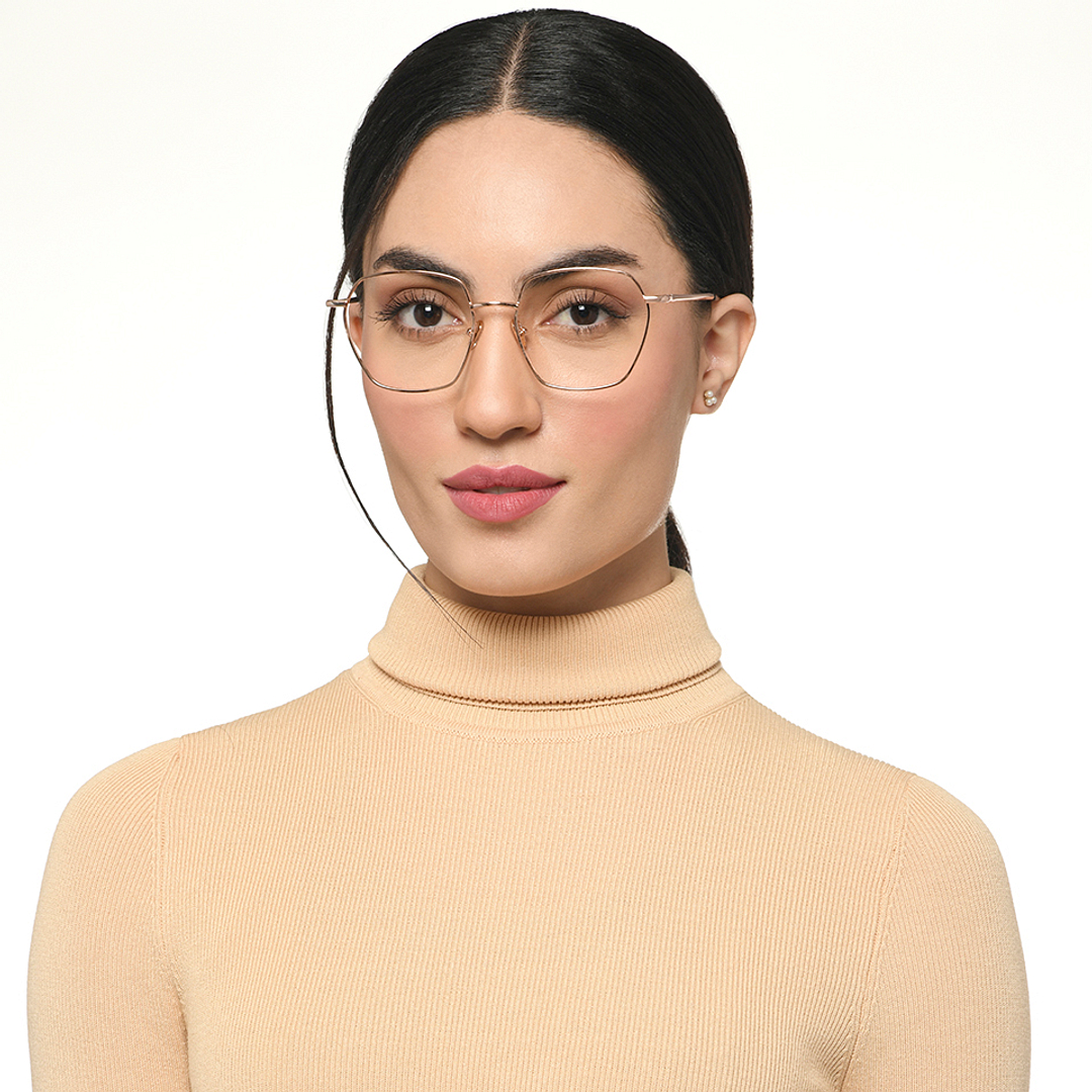 Le Petit Lunetier Gold Full Rim Geometric left side