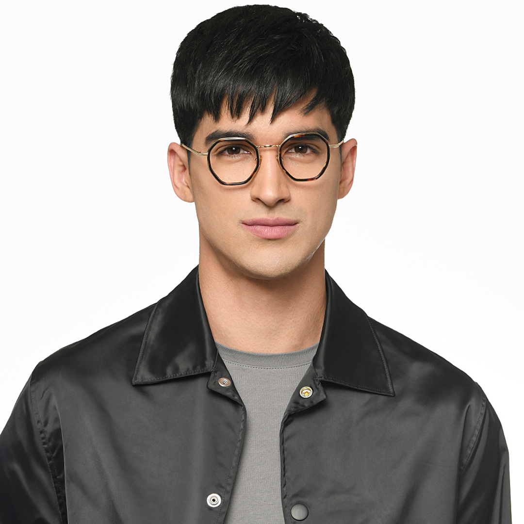 Le Petit Lunetier Gold Full Rim Geometric left side