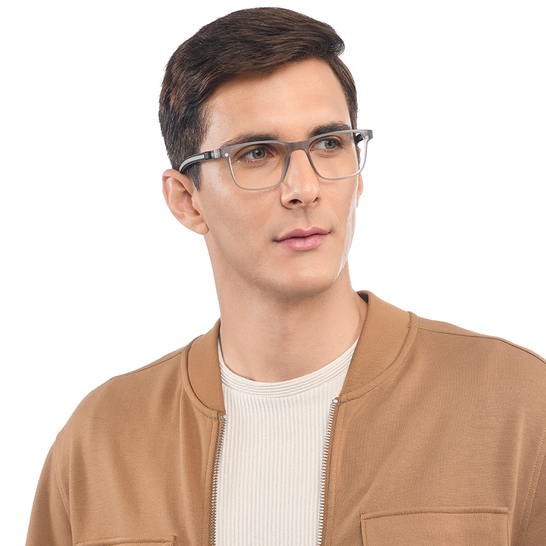 Lenskart Air Gray Transparent Full Rim Square left side