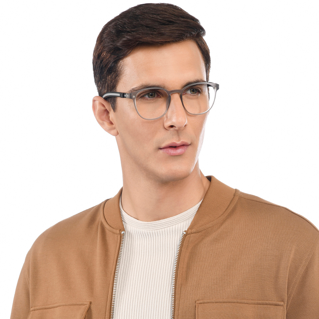 Lenskart Air Gray Transparent Full Rim Round left side