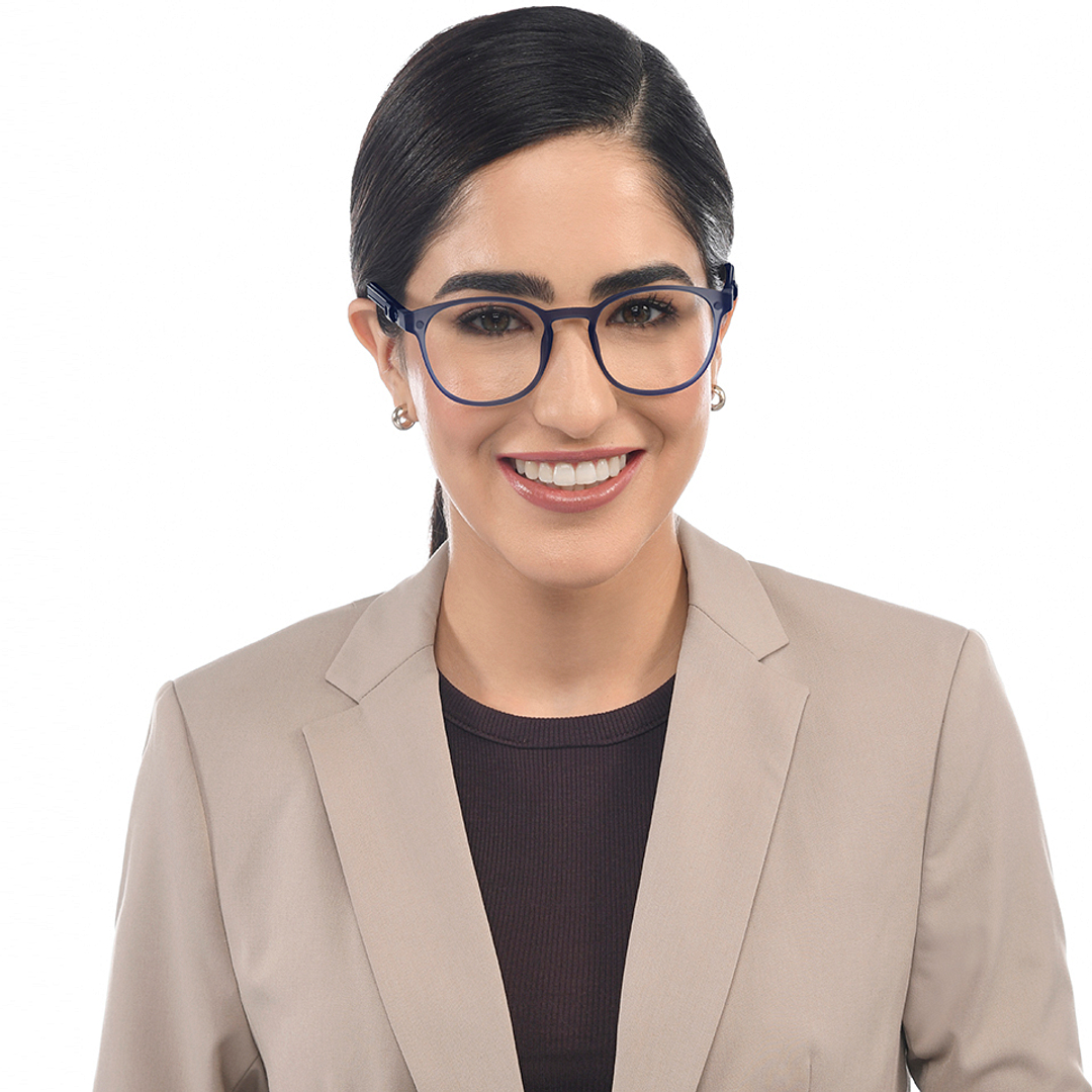 Lenskart Air Sky Blue Full Rim Round left side