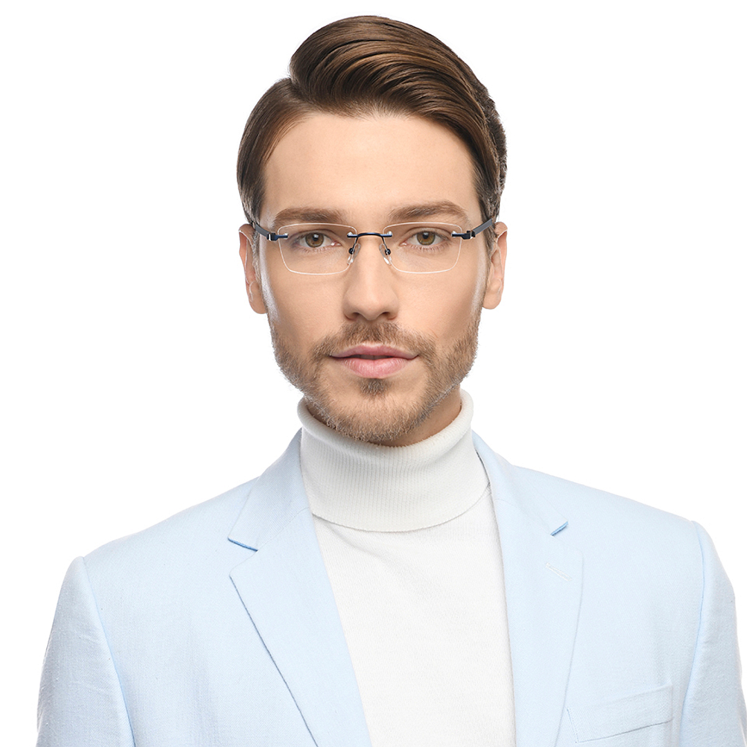 Lenskart Air Online Sky Blue Rimless Rectangle left side