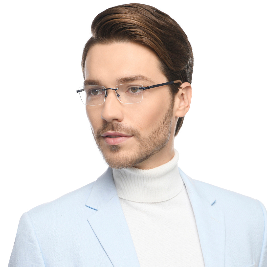 Lenskart Air Online Sky Blue Rimless Rectangle right side