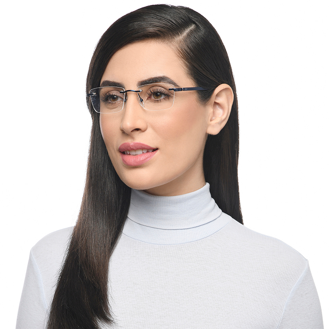 Lenskart Air Online Sky Blue Rimless Rectangle left side